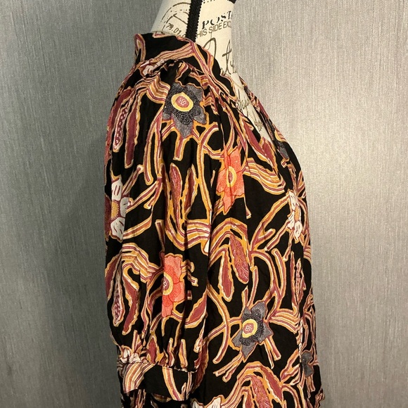 Christian Siriano Black and Orange Floral Blouse Size Large - Picture 4 of 12
